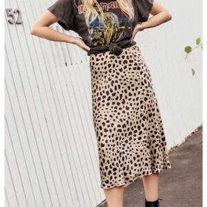 Realisation The Naomi Wild Things Skirt in Tan and Black Small Leopard Womens XS